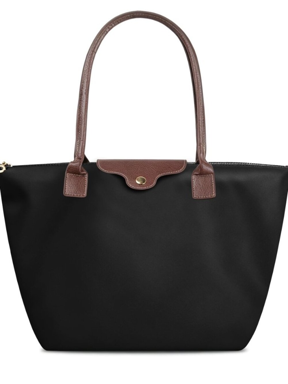 Nylon Tote Bag for Women, Foldable Work Handbag with Zipper